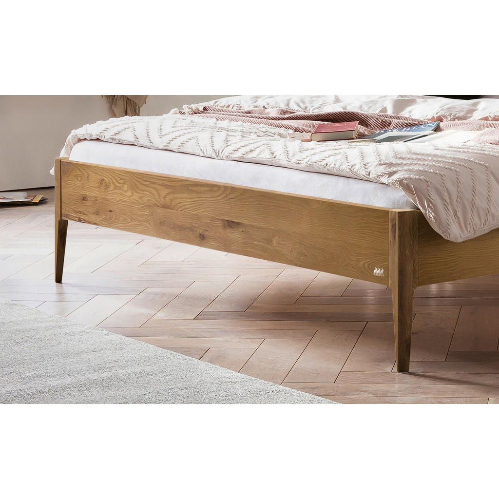 Thumbnail - Hasena Bett, Weiß, Wildeiche, Holz, Wildeiche, massiv, Höhe ca. 22 cm, 180x200 cm, gepolstertes Kopfteil, in verschieden...