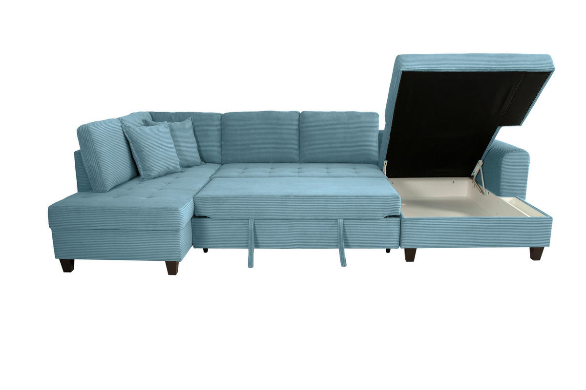 WOHNLANDSCHAFT MORITZ Hellblau Cord  - Hellblau, Trend, Textil (178/324/155cm) - P & B