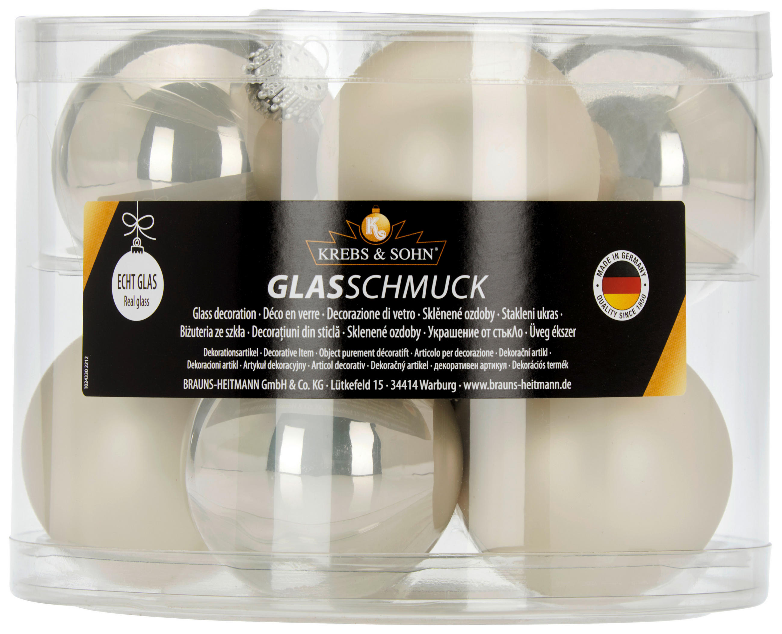 JULGRANSKULOR SET 7 cm 10 delar  - grå, Klassisk, glas (7cm)