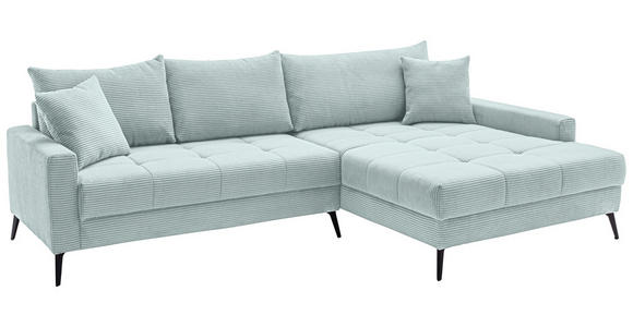 ECKSOFA  in Cord Blaugrau  280/173 cm  - Blaugrau/Schwarz, KONVENTIONELL, Textil/Metall (280/173cm) - Hom`in