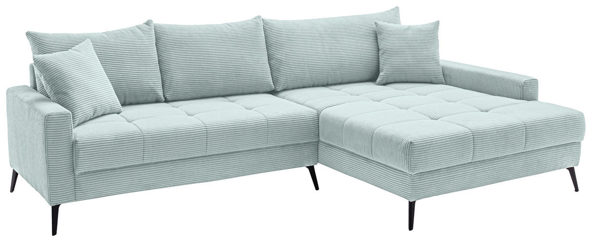 ECKSOFA Blaugrau Cord  - Blaugrau/Schwarz, KONVENTIONELL, Textil/Metall (280/173cm) - Hom`in