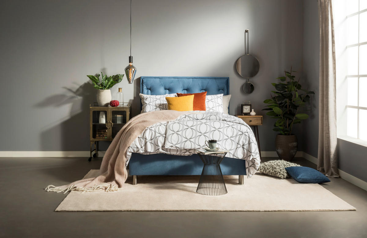 KONTINENTALSÄNG 140/200 cm  i svart  - aluminiumfärg/svart, Design, metall/trämaterial (140/200cm) - Elegando