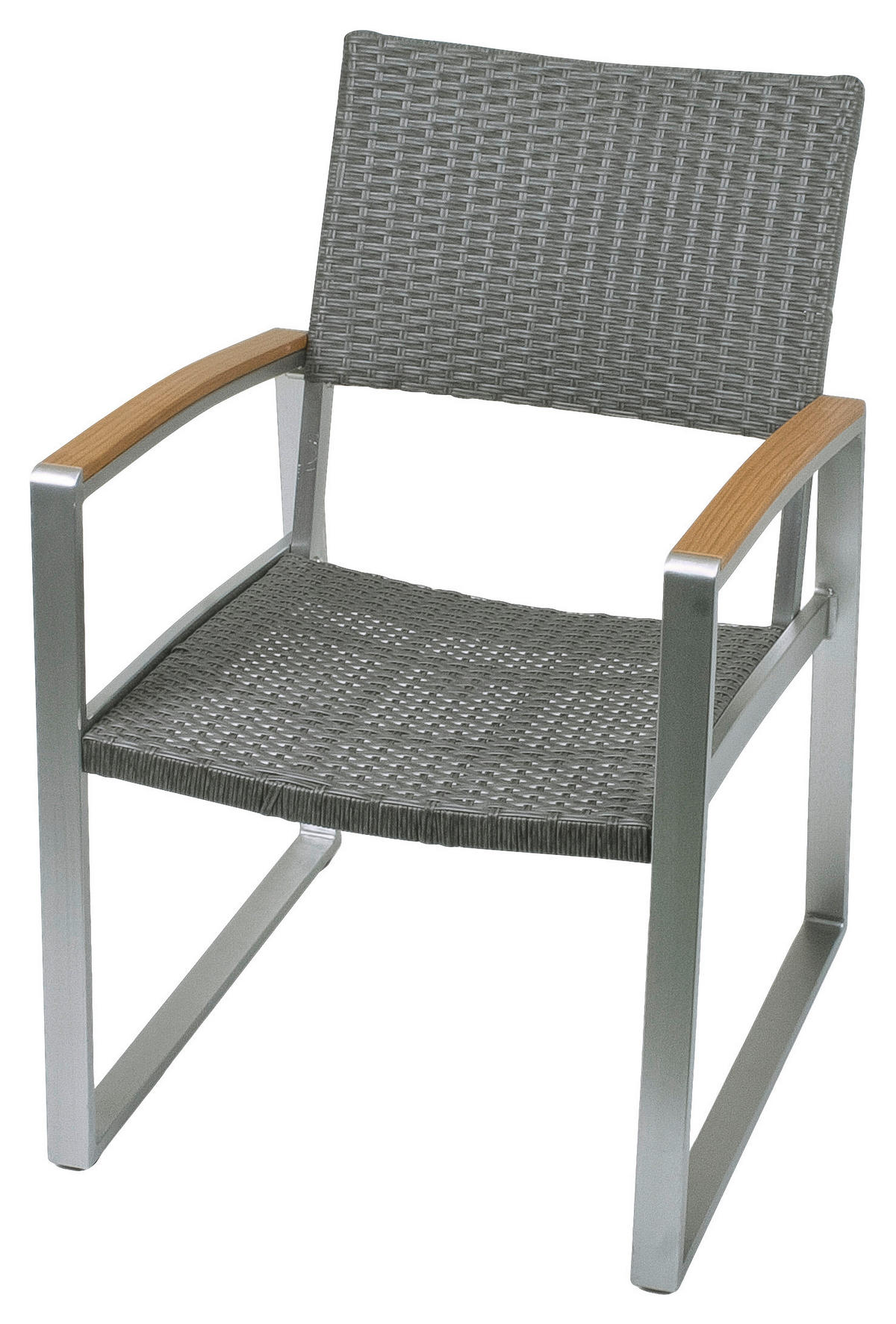 GARTENSTUHL-SET Metall, Textil Grau, Schwarz, Hellbraun  - Hellbraun/Schwarz, MODERN, Textil/Metall (56/84/66cm) - Gardenson