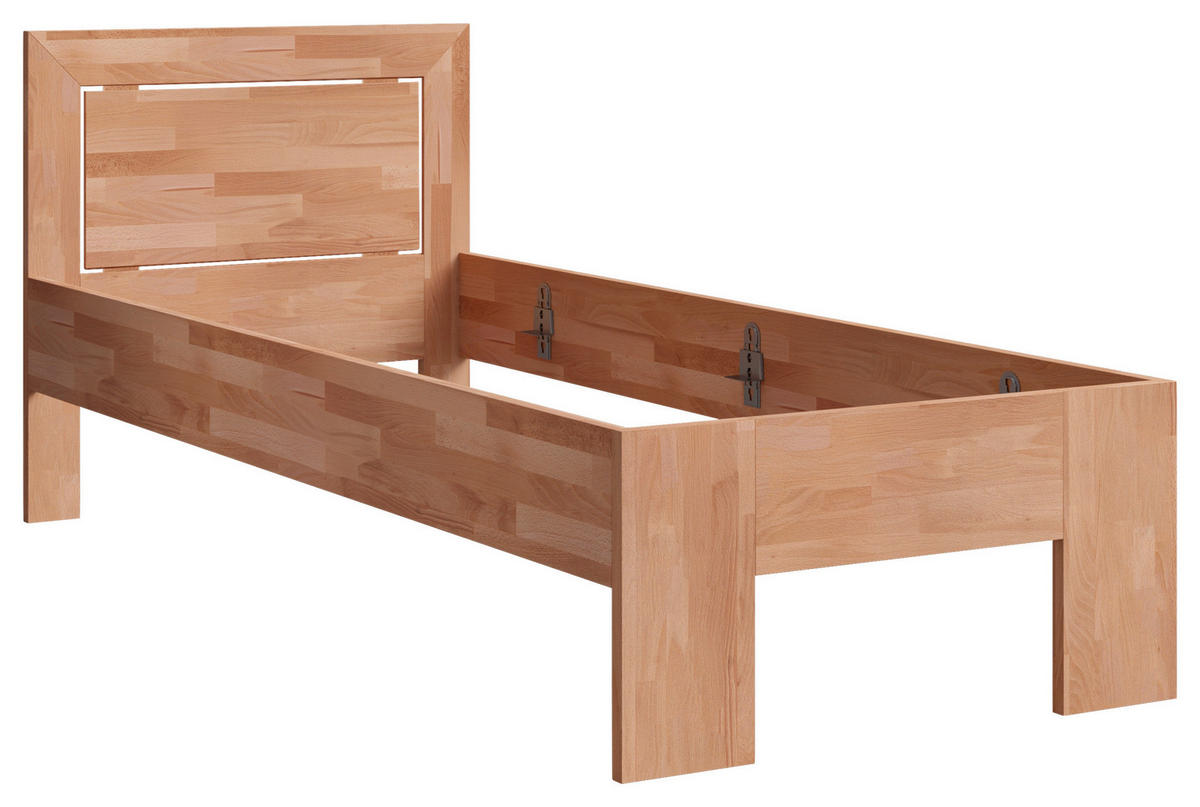 BETT 90/200 cm  in Kernbuche  - Kernbuche, Natur, Holz (90/200cm) - Linea Natura