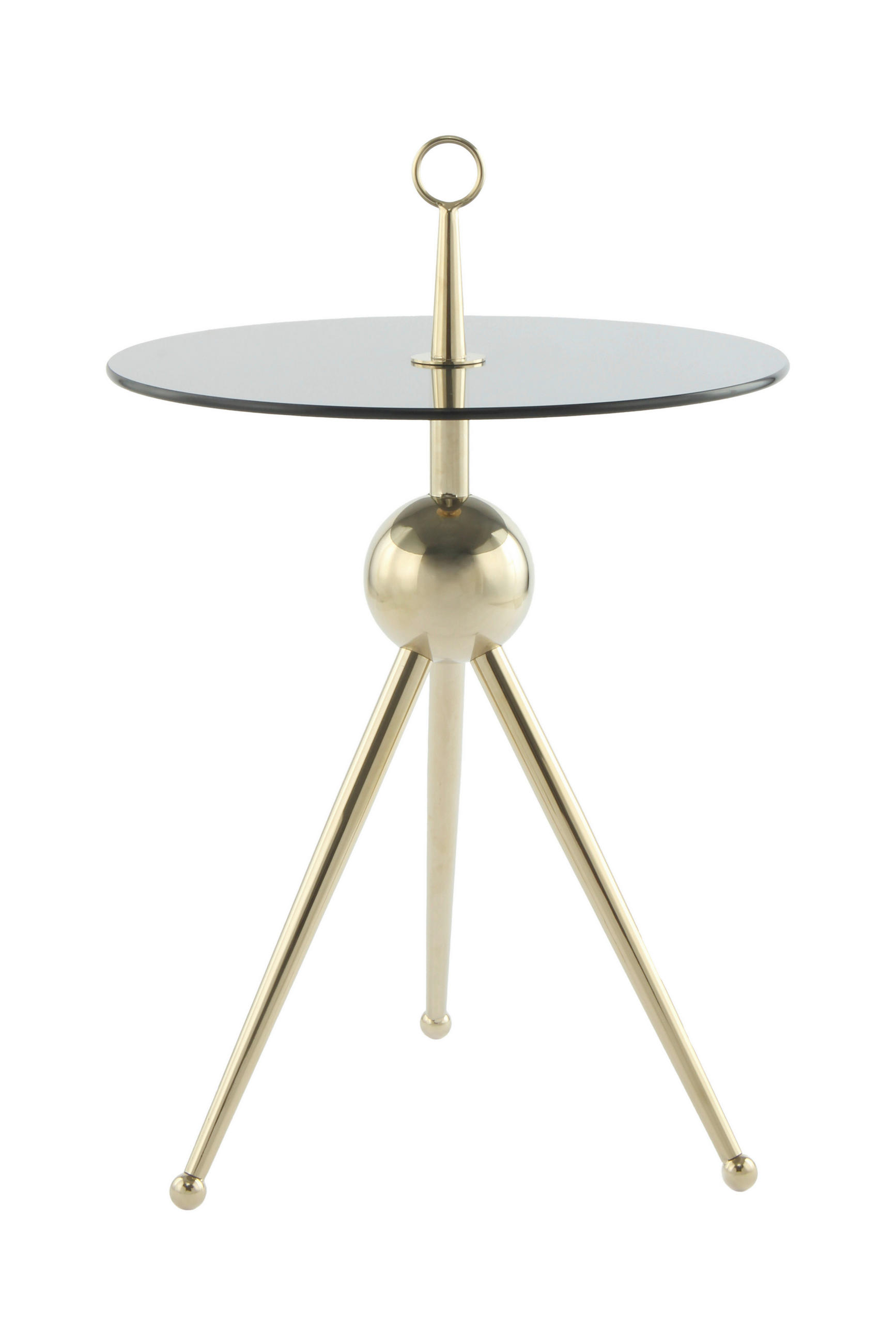 BEISTELLTISCH 46/46/52 cm Grau, Goldfarben rund  - Goldfarben/Grau, Design, Glas/Metall (46/46/52cm) - Kayoom