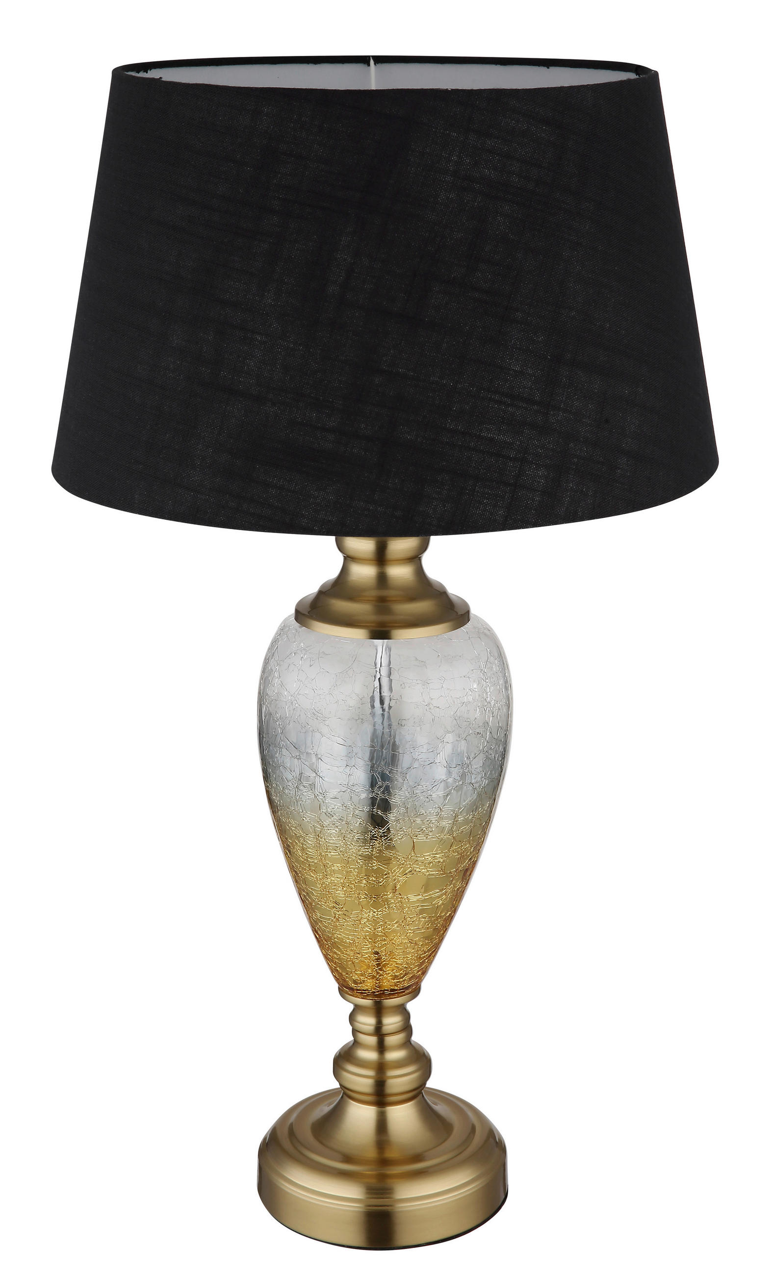 TISCHLEUCHTE 38/66 cm   - Klar/Messingfarben, KONVENTIONELL, Glas/Textil (38/66cm) - Globo