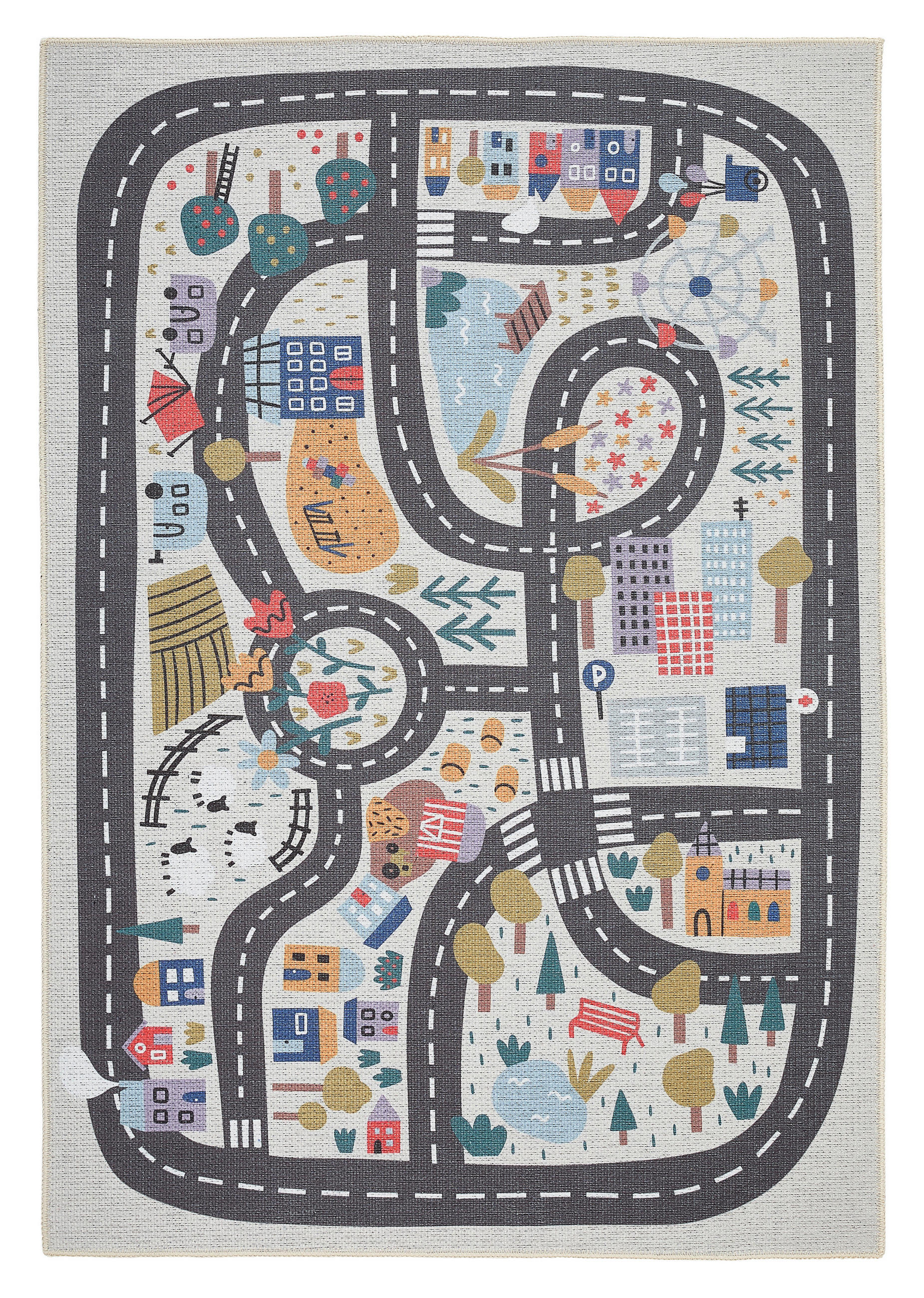 TEPIH ZA IGRU 120/170 cm višebojno, bijela VILLAGE - bijela/višebojno, Trend, tekstil (120/170cm) - Ben'n'jen