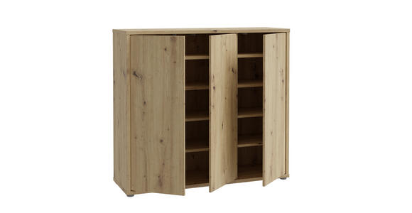 SCHUHSCHRANK 110/100/35 cm - Eiche Artisan/Grau, MODERN, Holzwerkstoff/Kunststoff (110/100/35cm) - Xora