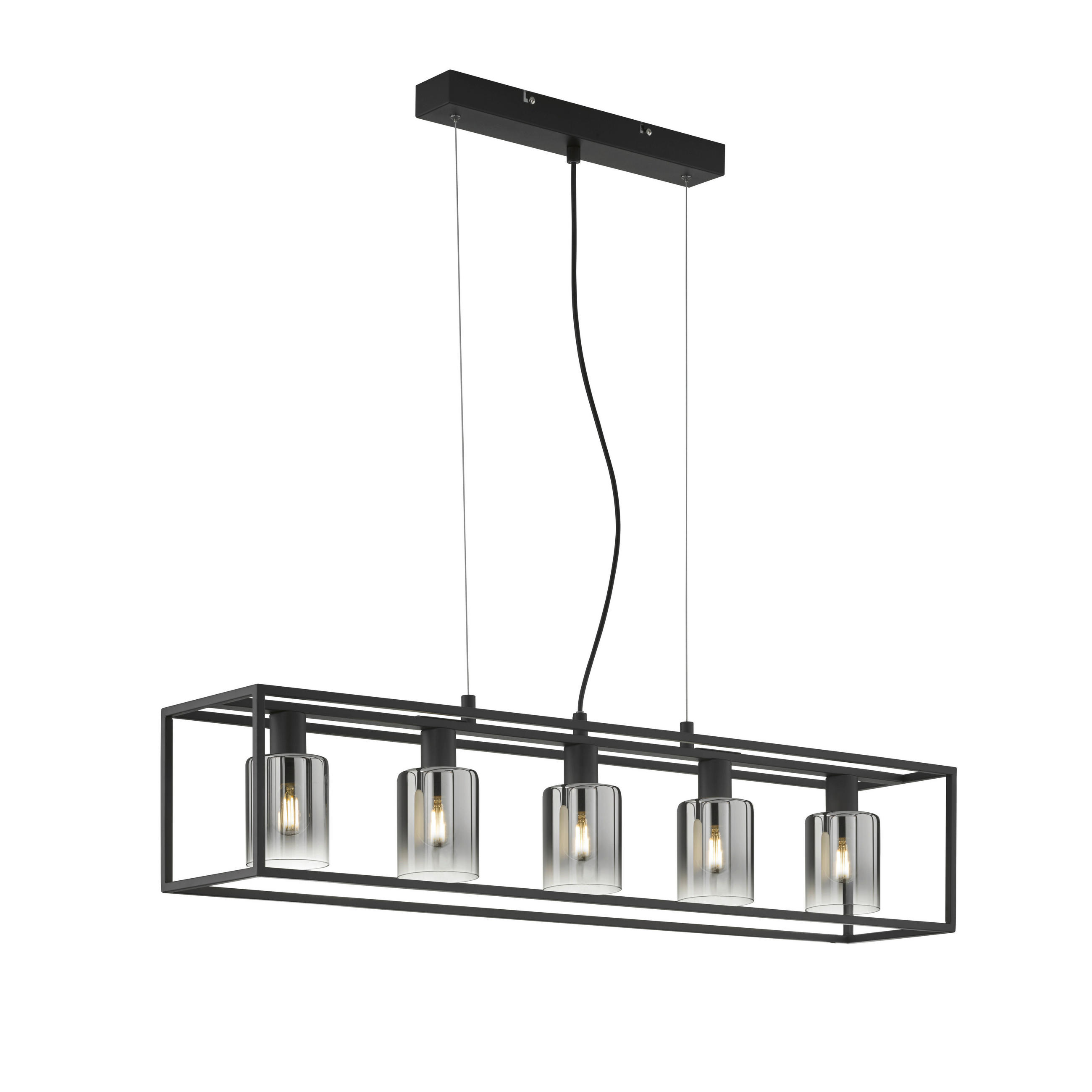 HÄNGELEUCHTE Iska 95/18/120 cm  - Schwarz, Design, Glas/Metall (95/18/120cm) - Fischer & Honsel