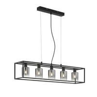 HÄNGELEUCHTE Iska 95/18/120 cm  - Schwarz, Design, Glas/Metall (95/18/120cm) - Fischer & Honsel