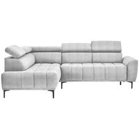 ECKSOFA in Velours Hellgrau  191/261 cm  - Hellgrau/Schwarz, Design, Textil/Metall (191/261cm) - Stylife