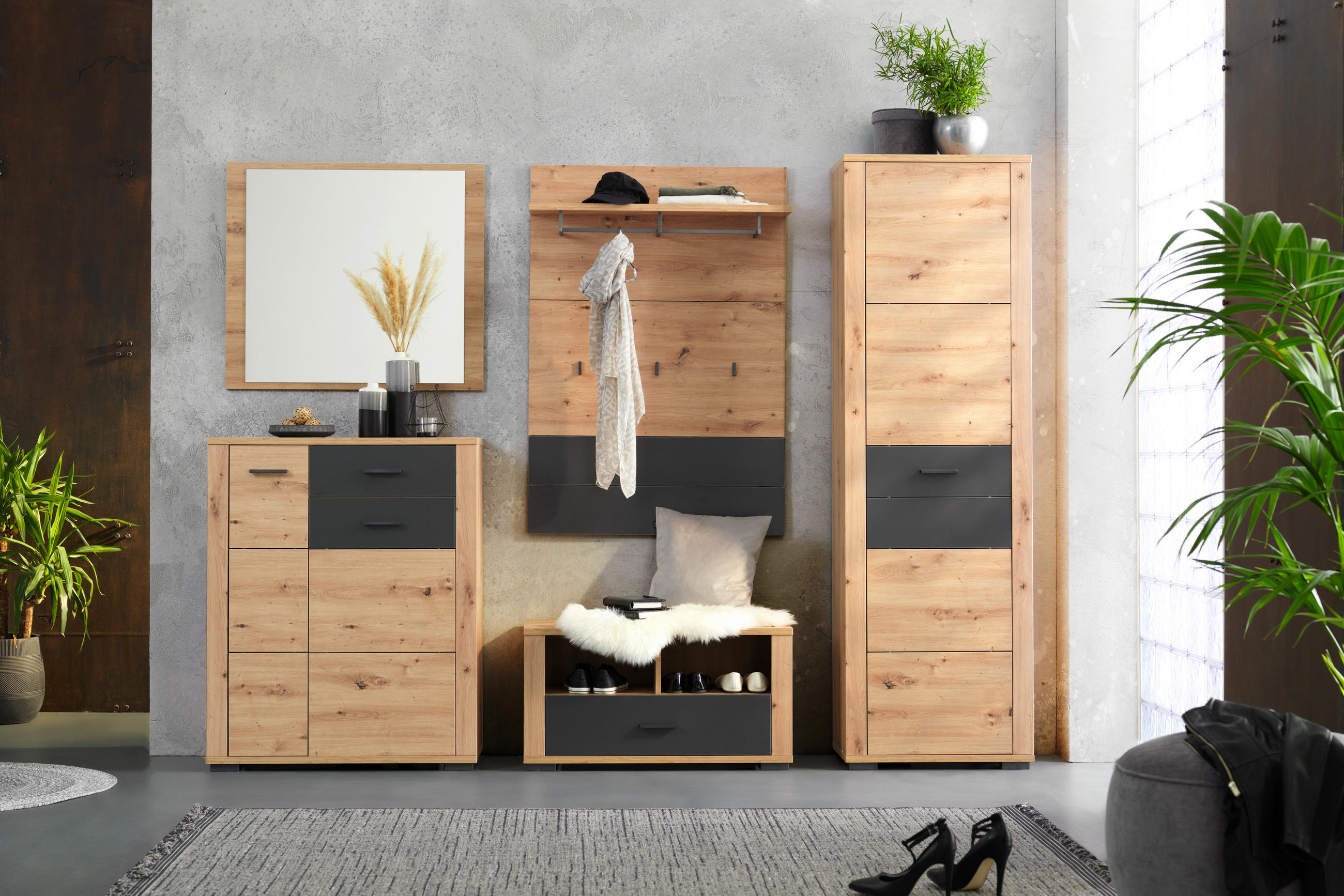 CIPELARNIK antracit, boja hrasta pločasti materijal - boja hrasta/antracit, Konvencionalno, pločasti materijal/plastika (85/105/38cm) - Xora