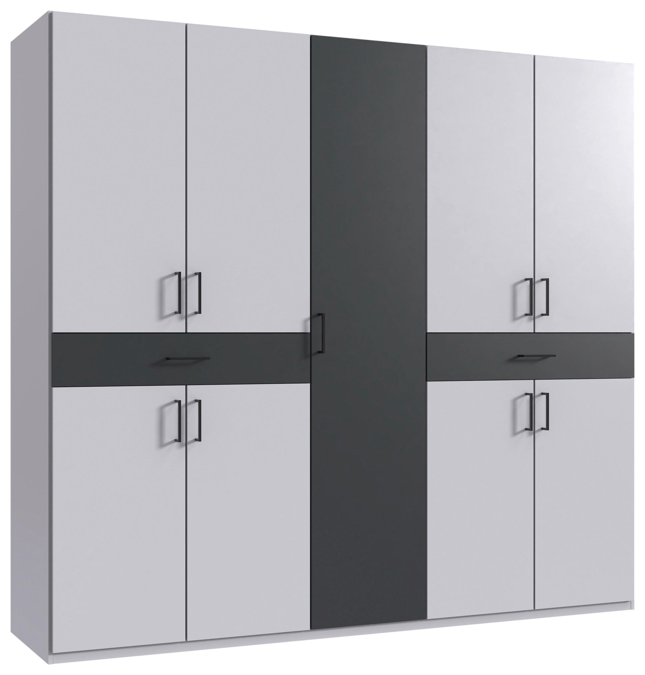 DREHTÜRENSCHRANK in Graphitfarben, Weiss  - Weiss/Schwarz, Konventionell, Holzwerkstoff/Kunststoff (225/208/58cm) - Carryhome