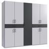 DREHTÜRENSCHRANK in Graphitfarben, Weiss  - Weiss/Schwarz, Konventionell, Holzwerkstoff/Kunststoff (225/208/58cm) - Carryhome