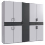 DREHTÜRENSCHRANK  in Graphitfarben, Weiß  - Schwarz/Graphitfarben, KONVENTIONELL, Holzwerkstoff/Kunststoff (225/208/58cm) - Carryhome