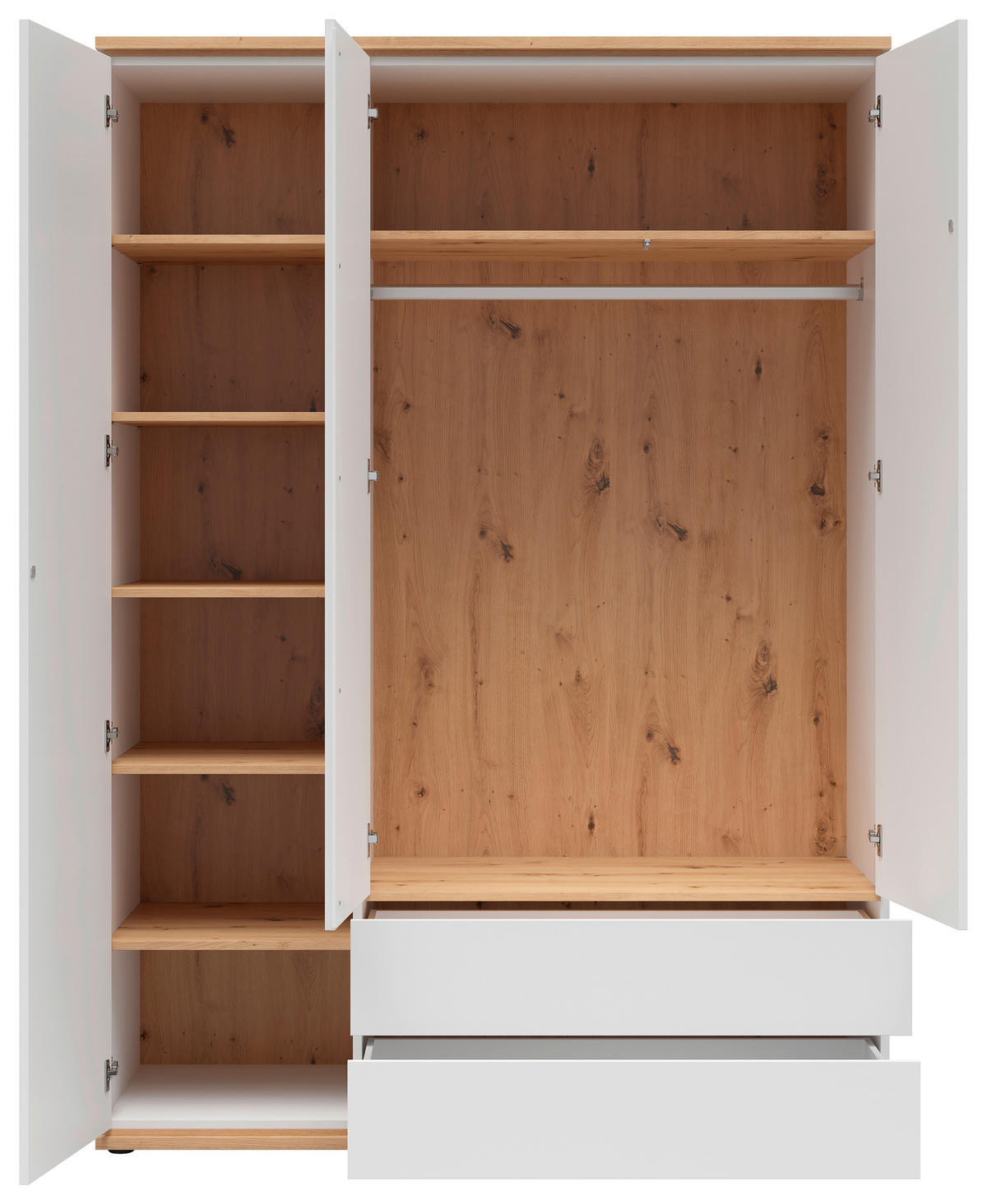 MEHRZWECKSCHRANK 143/201/58 cm  in Weiß, Eiche Artisan  - Weiß/Eiche Artisan, MODERN, Holzwerkstoff (143/201/58cm) - Xora