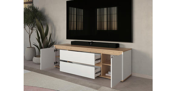 LOWBOARD  160/50/42 cm 2 Schublade(n) stehend  - Schwarz/Weiß, MODERN, Holzwerkstoff/Kunststoff (160/50/42cm) - Carryhome