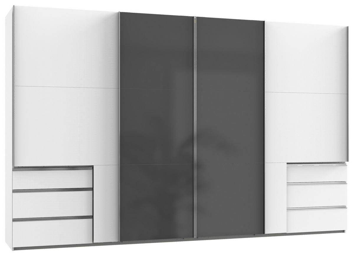 SCHWEBETÜRENSCHRANK in Grau, Weiss  - Chromfarben/Weiss, Modern, Holzwerkstoff (350/216/65cm) - MID.YOU