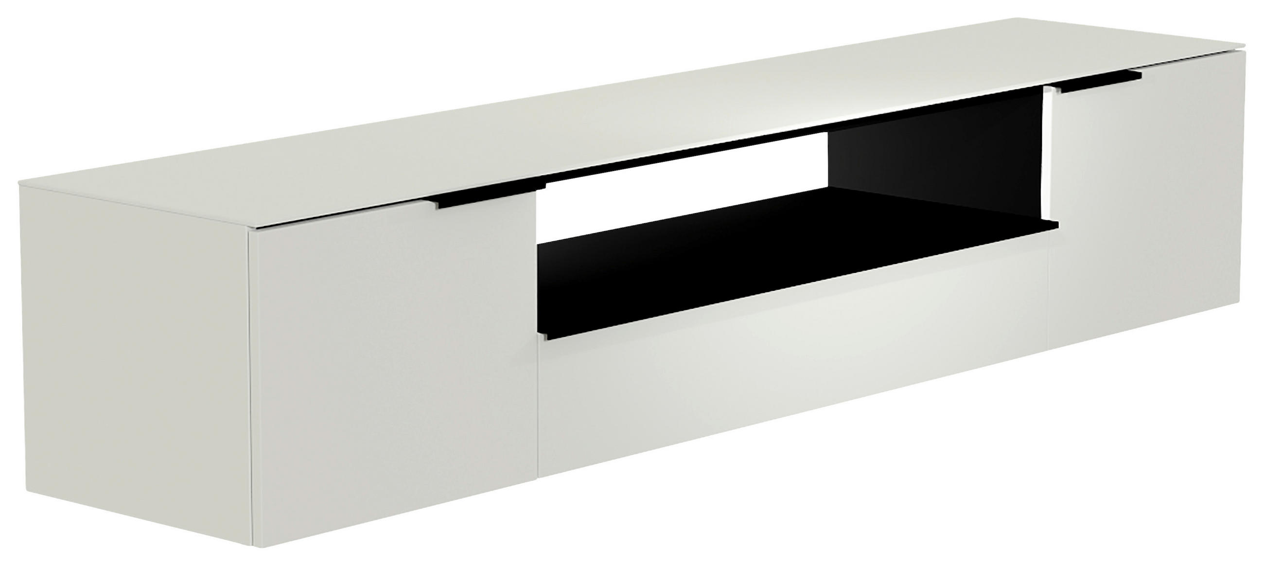 LOWBOARD  210/41/45 cm 1 Schublade(n) Beimöbel erhältlich, hängend, Abdeckplatte aus Glas  - Schwarz/Weiß, Design, Glas/Holzwerkstoff (210/41/45cm) - Moderano