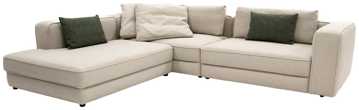ECKSOFA Chilliano Beige Struktur Rücken echt  - Beige/Schwarz, Design, Kunststoff/Textil (255/290cm) - Chilliano