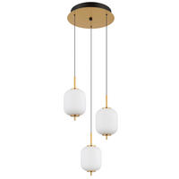 LED FÜGGŐLÁMPA 37,5/220 cm  - fekete/sárgaréz, Konventionell, műanyag/Üveg (37,5/220cm)