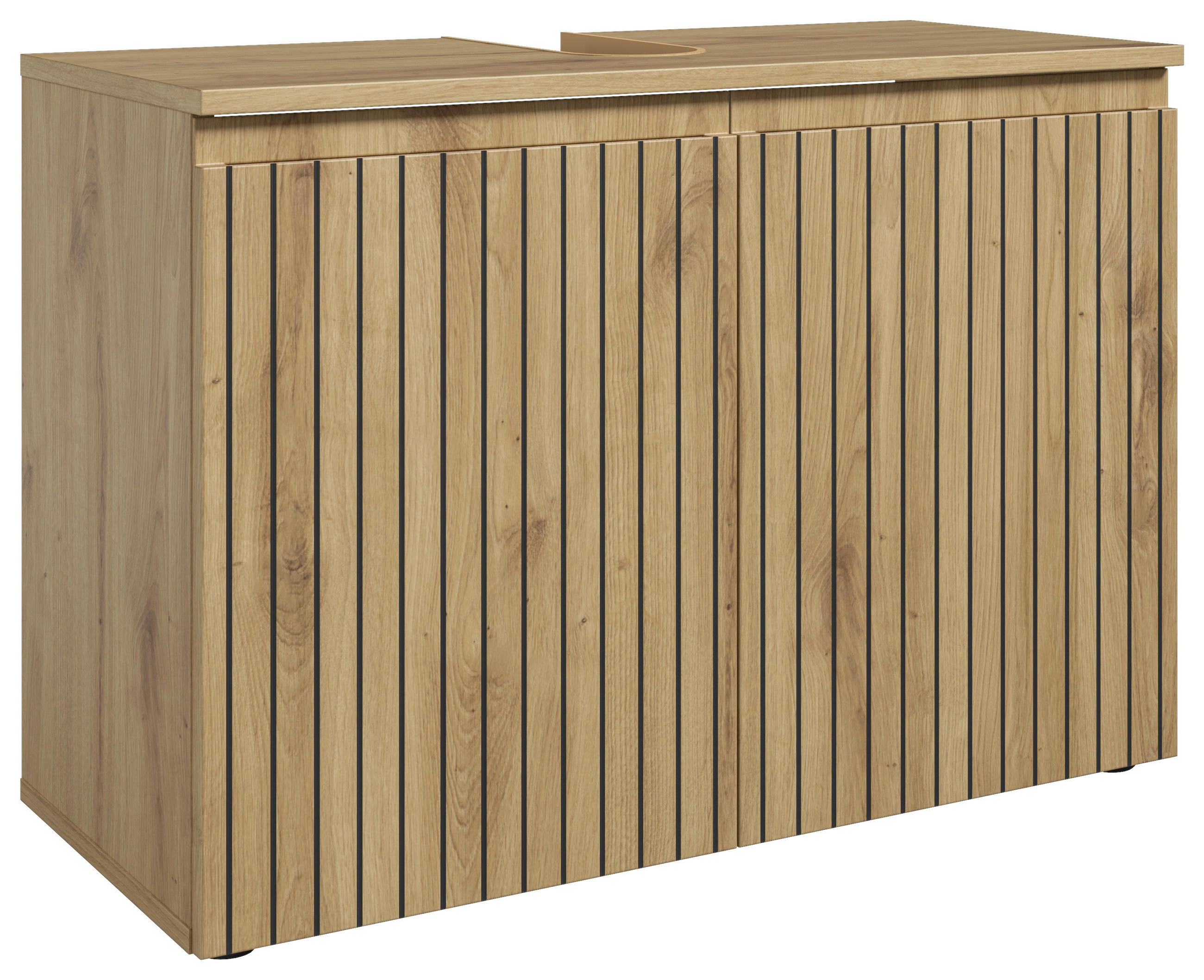 WASCHBECKENUNTERSCHRANK 80/57/36 cm  - chêne artisan/noir, Modern, matière synthétique/matériau de bois (80/57/36cm) - MID.YOU