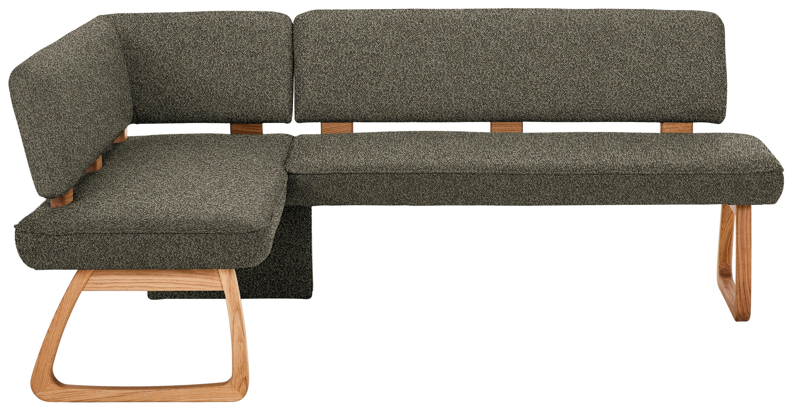 ECKBANK 155/208 cm Webstoff, Mikrofaser Grün Eiche vollmassiv   - Grün, KONVENTIONELL, Holz/Textil (155/208cm) - Venda