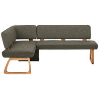 ECKBANK 155/208 cm Webstoff, Mikrofaser Grün Eiche vollmassiv   - Grün, KONVENTIONELL, Holz/Textil (155/208cm) - Venda