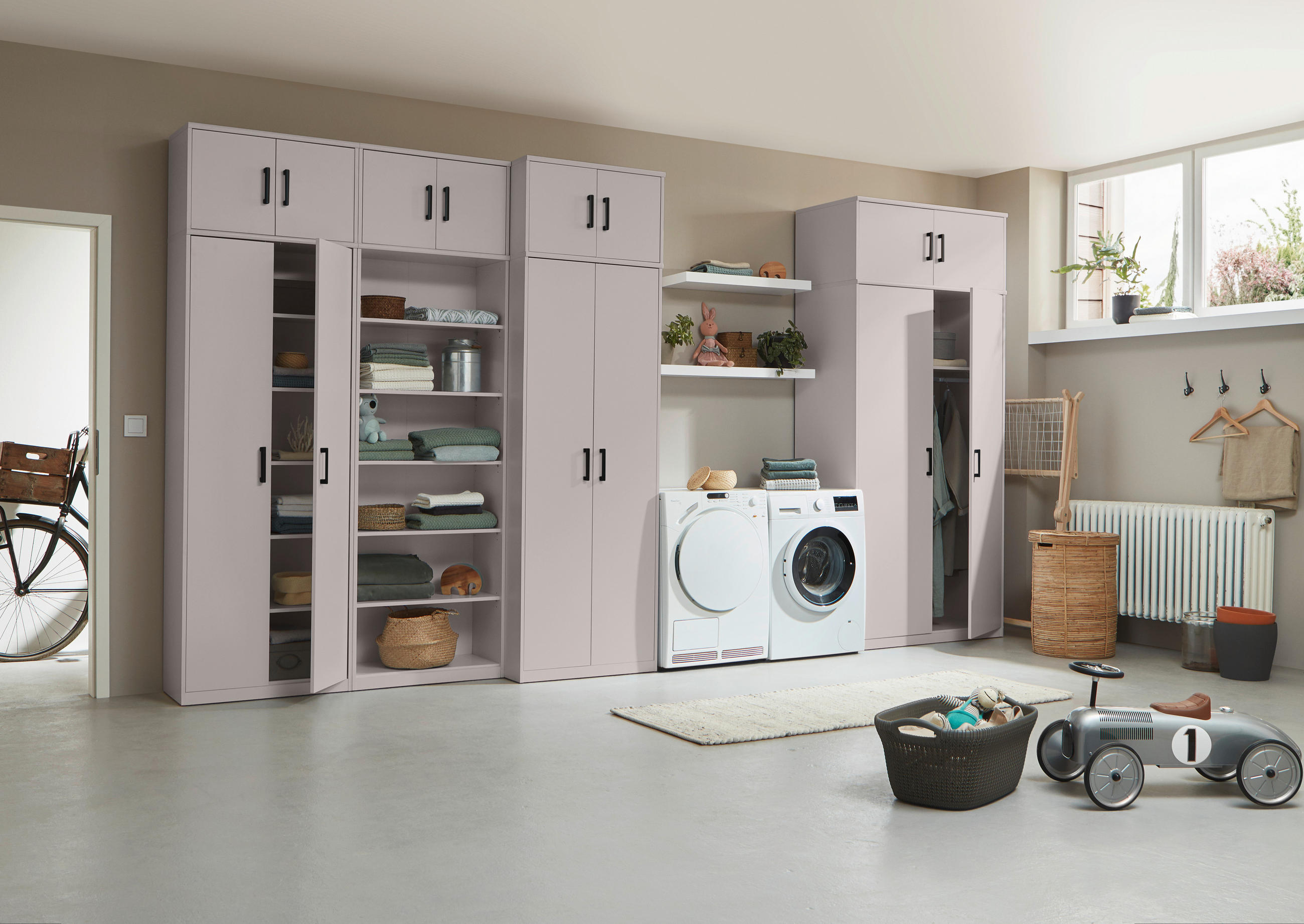 DREHTÜRENSCHRANK 106/194/54 cm 2-türig Kaschmir  - Kaschmir/Schwarz, Basics, Holzwerkstoff/Metall (106/194/54cm) - Xora