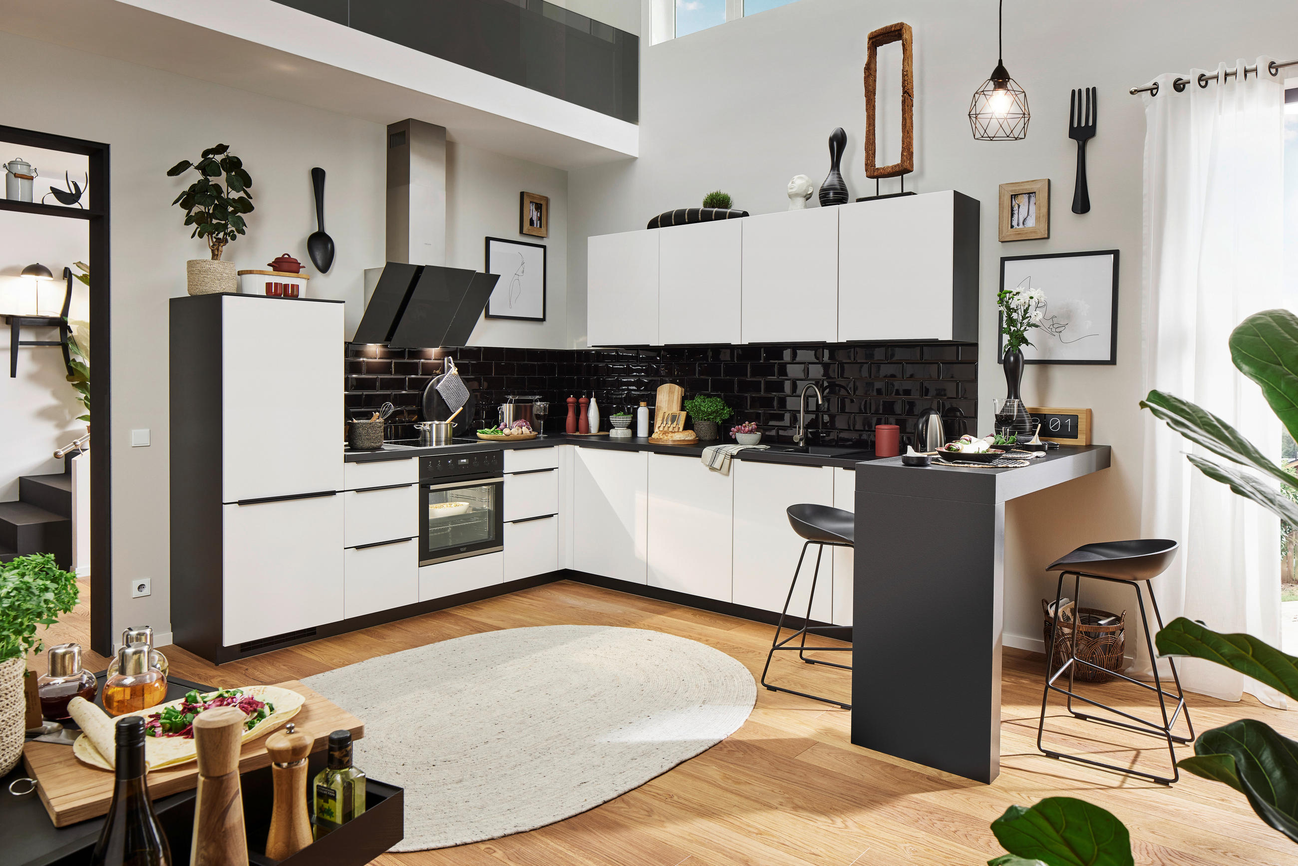 EINBAUKÜCHE   - Weiß, Design, Holzwerkstoff - Celina