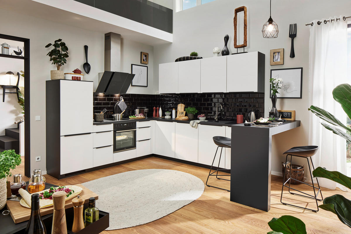 EINBAUKÜCHE   - Weiß, Design, Holzwerkstoff - Celina
