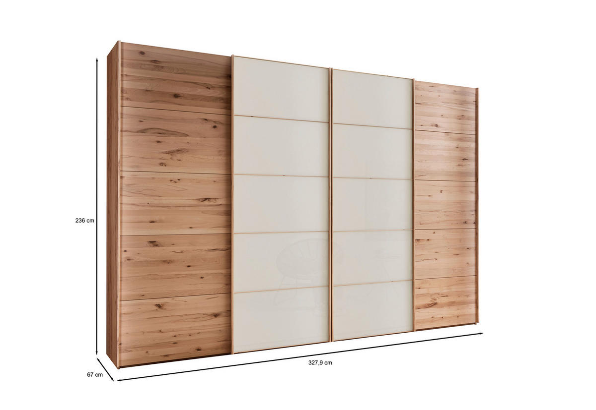 FÜGGESZTETT TOLÓAJTÓS SZEKRÉN részben tömörfa bükk bükk, Pezsgő  - Pezsgő/bükk, Natur, faalapú anyag/Üveg (330/236/67cm) - Linea Natura