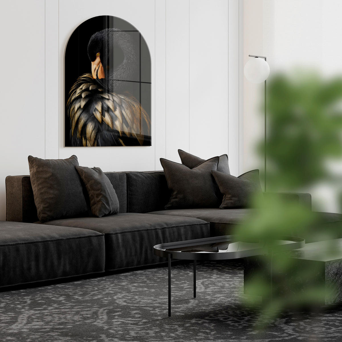 GLASBILD Tiere 70/100 cm  - Goldfarben/Schwarz, Basics, Glas/Papier (70/100cm)