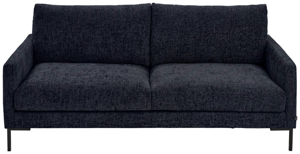3-SITZER-SOFA in Webstoff Dunkelblau  - Schwarz/Dunkelblau, Konventionell, Textil/Metall (196/78/90cm) - MID.YOU