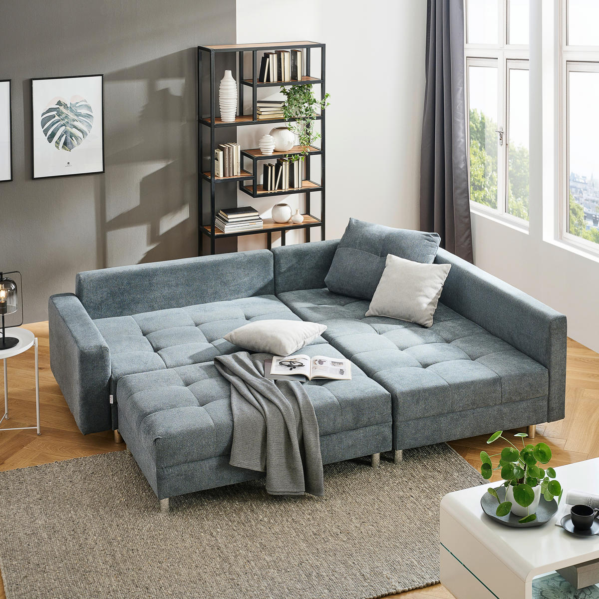 HÖRNSOFFA i flatväv mörkgrå  - mörkgrå/kromfärg, Design, textil/plast (190/245cm) - MID.YOU