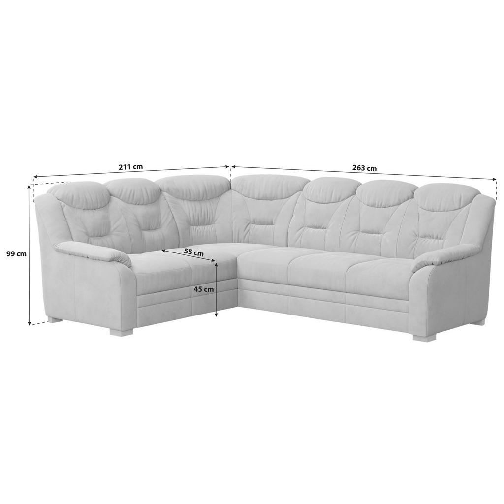 Thumbnail - Mid.you Ecksofa, Hellgrau, Textil, L-Form, 263x211 cm, Made in EU, Bettfunktion erhältlich, in den Filialen seitenverkeh...
