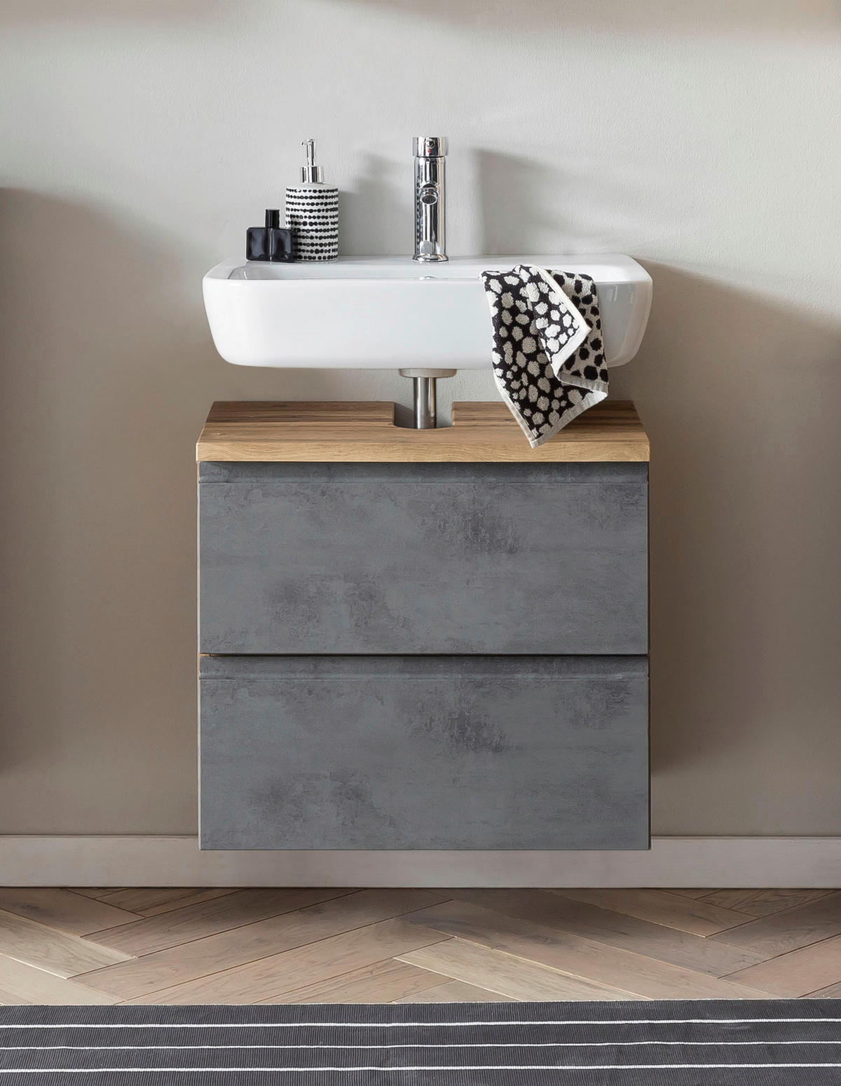 WASCHBECKENUNTERSCHRANK 60/56/35 cm  - Eiche Wotan/Hellgrau, MODERN, Holzwerkstoff (60/56/35cm) - Held