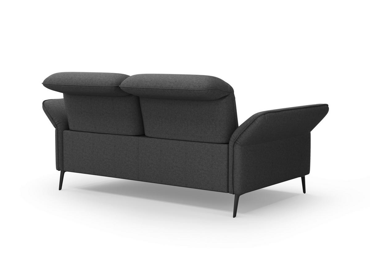 2,5-SITZER in Flachgewebe Dunkelgrau  - Dunkelgrau/Schwarz, KONVENTIONELL, Textil/Metall (189/92/123cm) - Sit & More