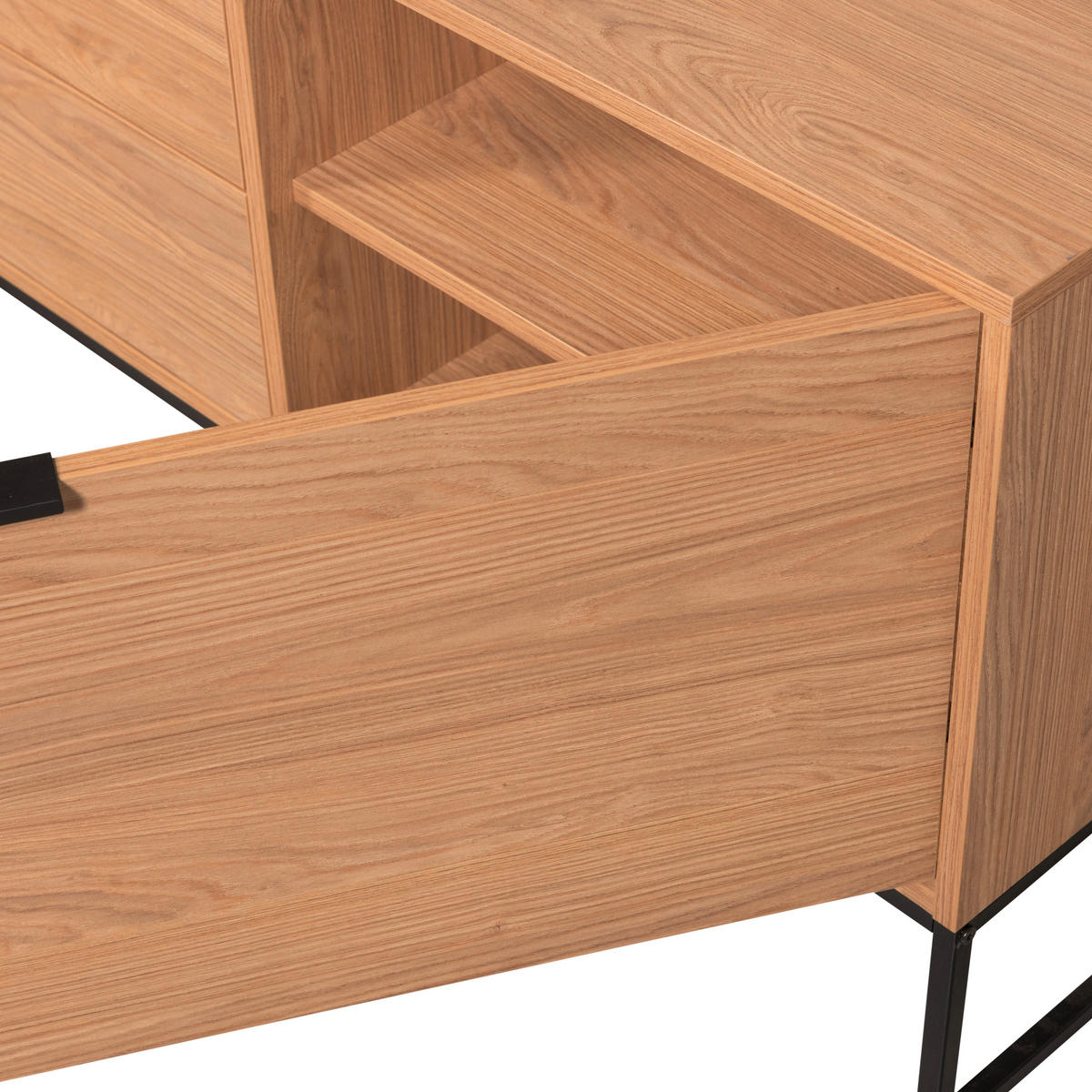 LOWBOARD Silas  in 180/61/44 cm  - Eichefarben/Schwarz, Design, Holz/Metall (180/61/44cm) - Livetastic
