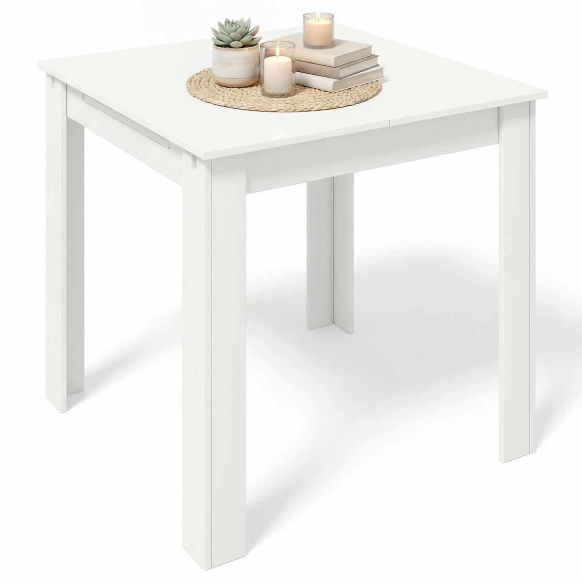 ESSTISCH Nachbildung  Holzwerkstoff ausziehbar rechteckig Weiß  - Weiß, MODERN, Holzwerkstoff (80/75/80cm) - MID.YOU