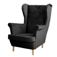 OHRENSESSEL Samt Schwarz  - Schwarz/Naturfarben, Design, Holz/Textil (84/105/90cm) - P & B