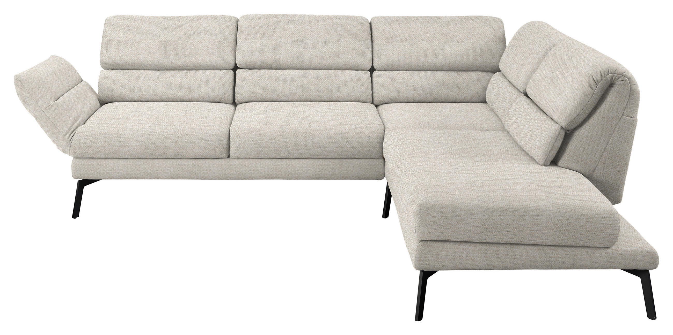 ECKSOFA in Flachgewebe Naturfarben, Beige  - Beige/Schwarz, Design, Textil/Metall (256-363/212-253cm) - Dieter Knoll