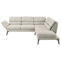 ECKSOFA in Flachgewebe Naturfarben, Beige  - Beige/Schwarz, Design, Textil/Metall (256-363/212-253cm) - Dieter Knoll