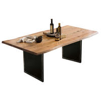 ESSTISCH 180/90/75,6 cm Echtholz  Holz, Metall rechteckig Naturfarben, Schwarz  - Schwarz/Naturfarben, MODERN, Holz/Metall (180/90/75,6cm) - MID.YOU