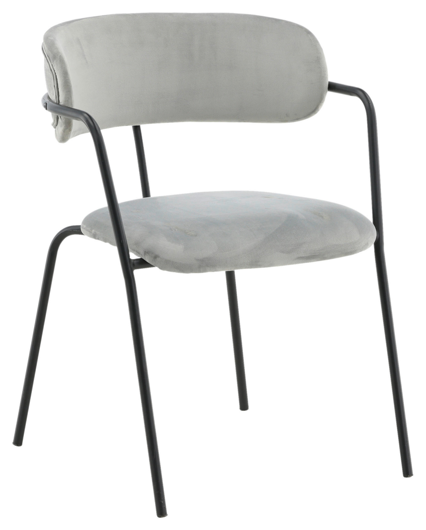 STUHL-SET 2 Stück  in Stahl Samt  - Schwarz/Grau, Design, Textil/Metall (58/79/61cm) - Livetastic