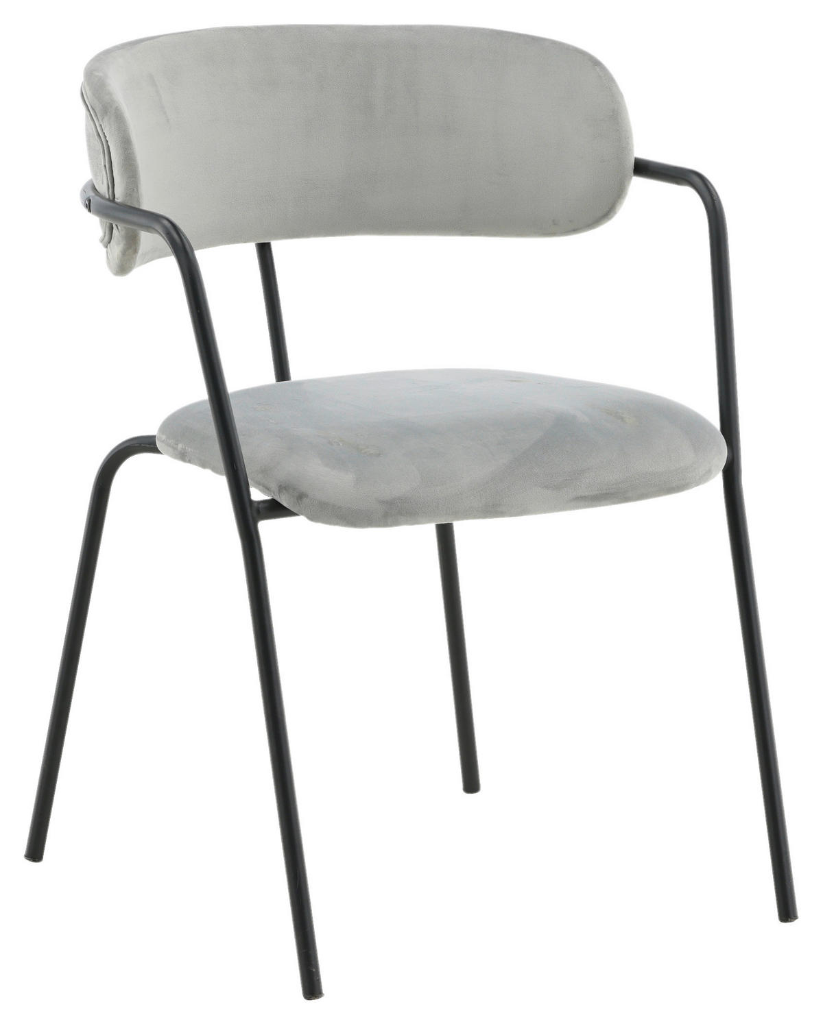 STUHL-SET 2 Stück  in Stahl Samt Metall, Textil  - Schwarz/Grau, Design, Textil/Metall (58/79/61cm) - Livetastic