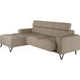ECKSOFA Beige Chenille  - Beige/Schwarz, KONVENTIONELL, Textil/Metall (178/264cm) - Hom`in