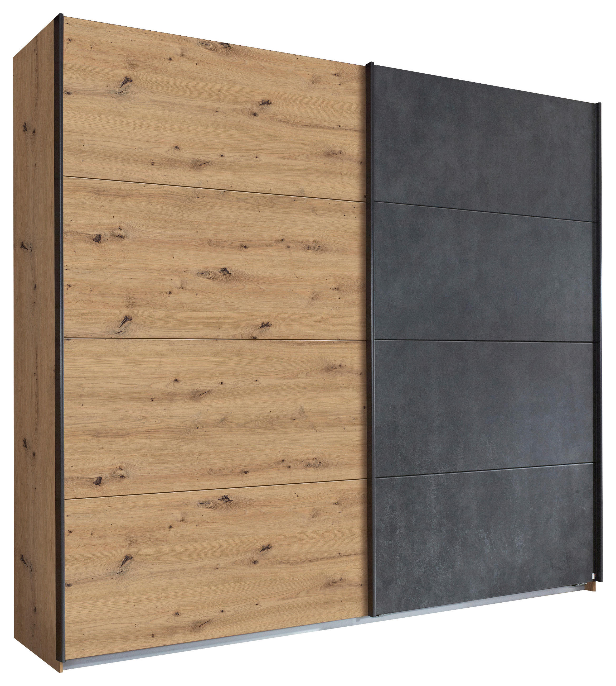 SCHWEBETÜRENSCHRANK  in Anthrazit, Eiche Artisan  - Anthrazit/Eiche Artisan, KONVENTIONELL, Holzwerkstoff/Metall (226/210/62cm) - Rauch Möbel