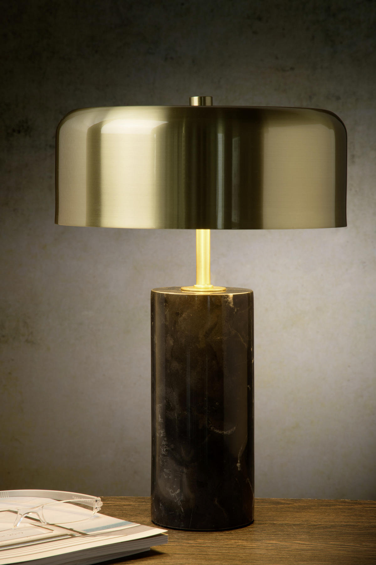TISCHLEUCHTE 25/36.5 cm   - Messingfarben/Schwarz, Design, Stein/Metall (25/36.5cm) - Lucide