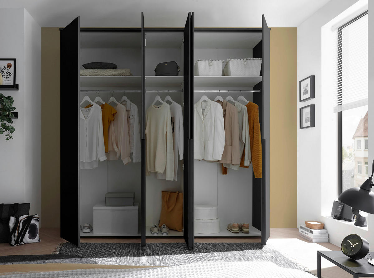 DREHTÜRENSCHRANK  in Graphitfarben  - Schwarz/Graphitfarben, MODERN, Holzwerkstoff/Kunststoff (225/225/52cm) - Carryhome